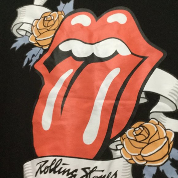 NWT Band Tee graphic Rolling Stones wringer tee size large cropped cotton blend - Picture 3 of 5